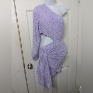 Light purple 💜 one shoulder side out midi dress